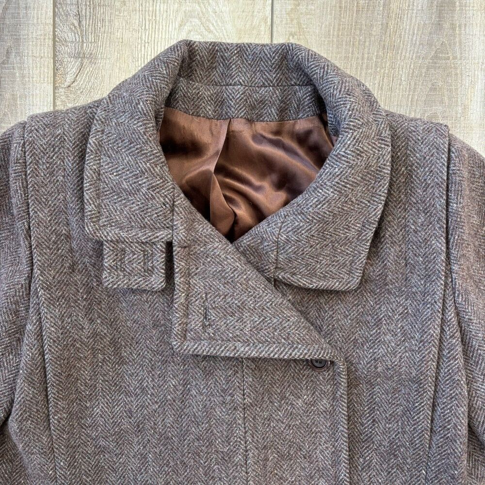 Vintage Jill Jr Womens Herringbone Wool Coat Size M/L 60s Union Made USA Classic - Picture 11 of 16